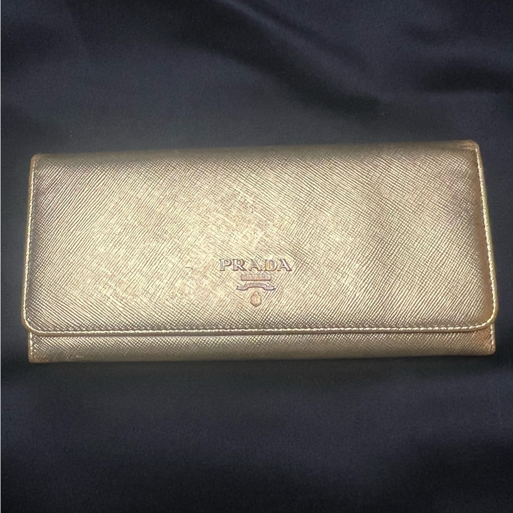 Prada Saffiano Leather Gold Women's Wallet